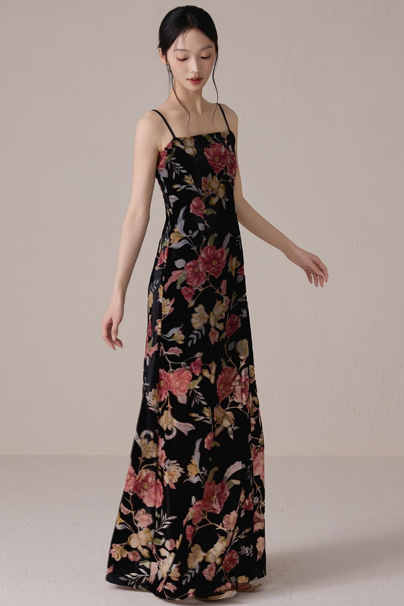 Vintage Floral Halter Maxi Dress