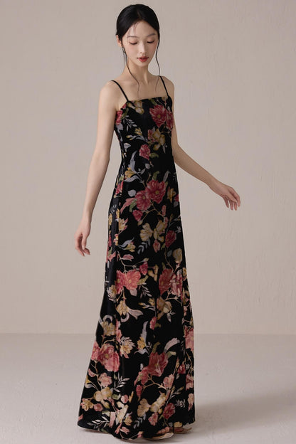 Vintage Floral Halter Maxi Dress