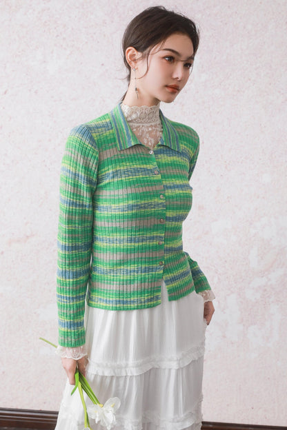 Green Chipping Knit Jacket