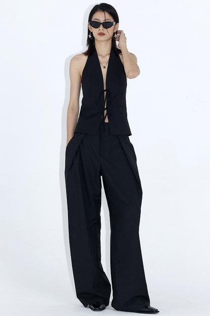 Draped Embroidered Suit Pants