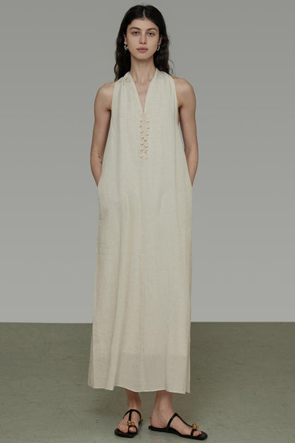 Sleeveless Halter Long Dress