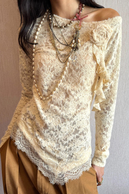 Retro Lace Long Sleeves Top