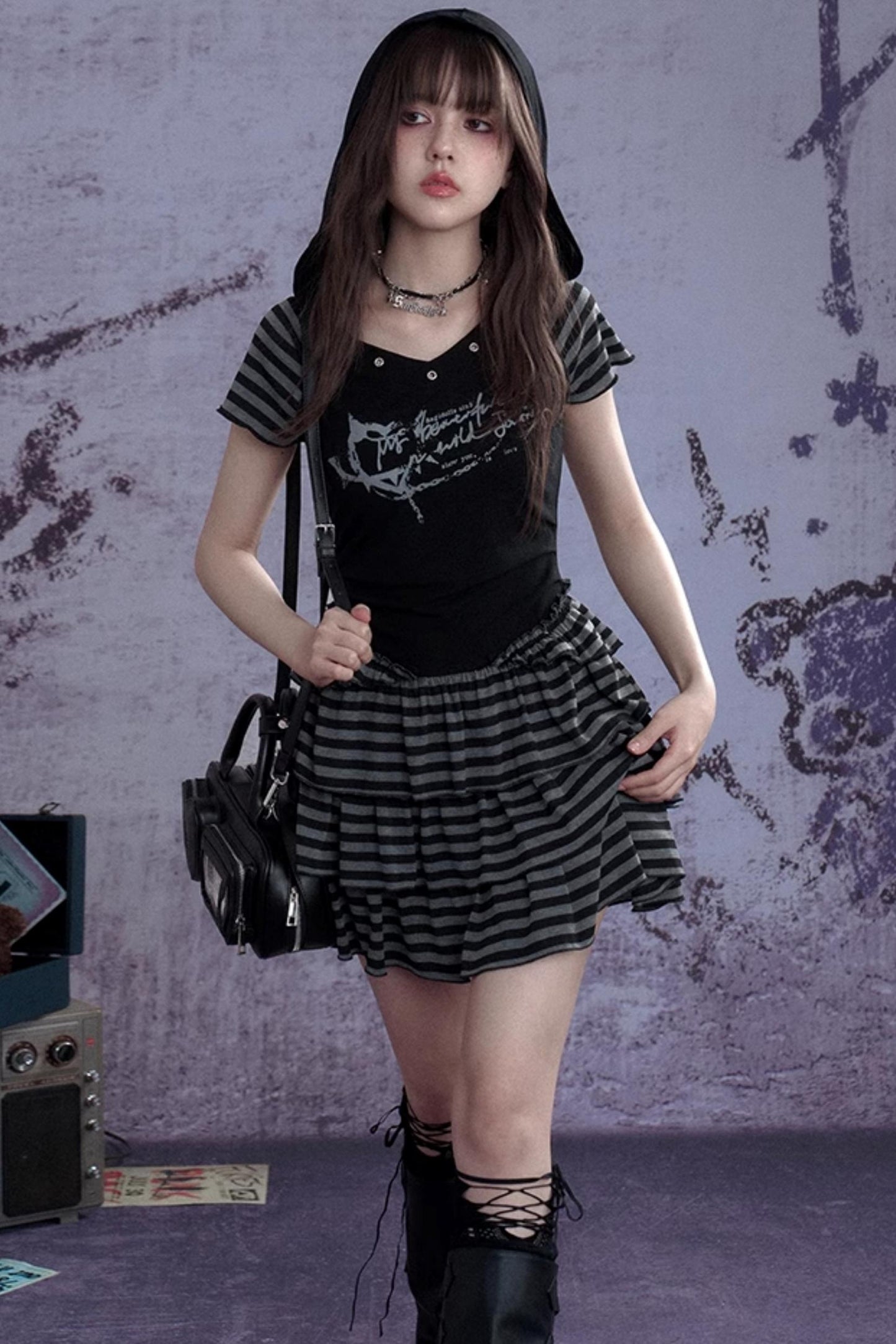Y2K Punk Hooded Dress