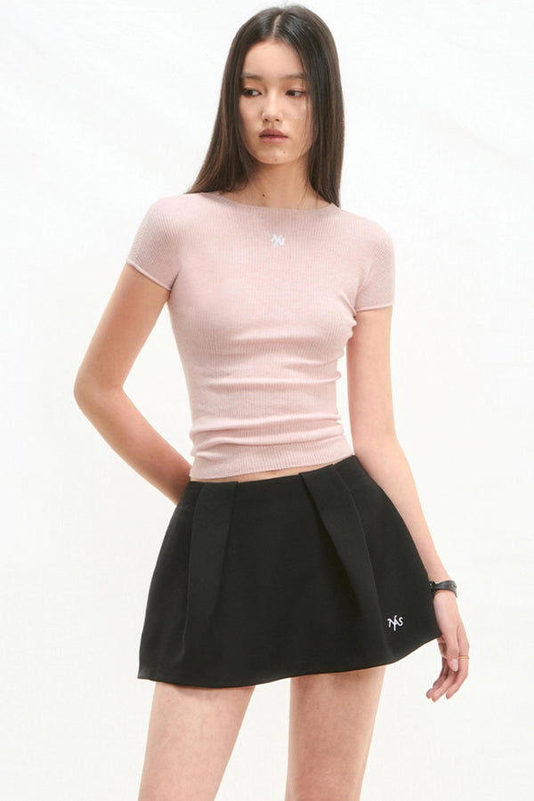 Merino Wool Peplum Knit T-shirt