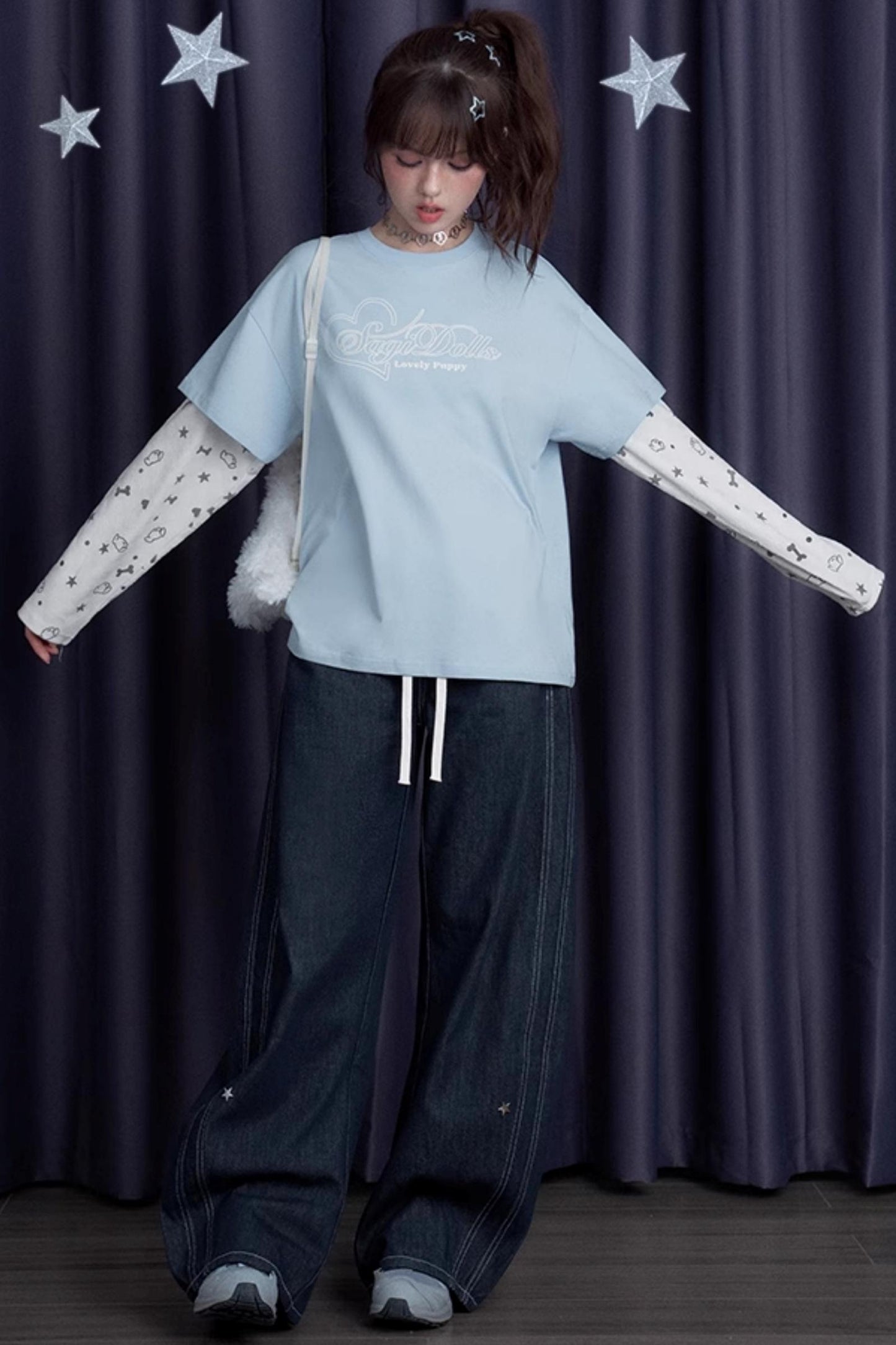 Blue & White Splice T-Shirt