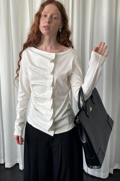 Pleated Long-Sleeved Shirt