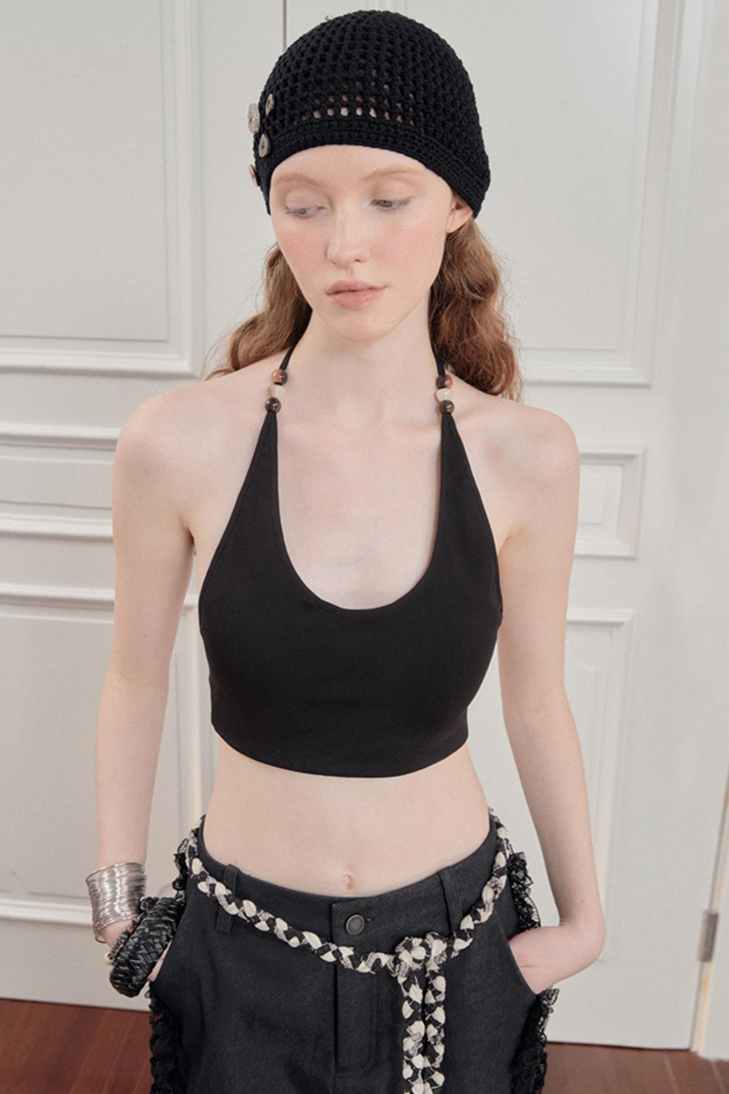 Black Halter Crop Top