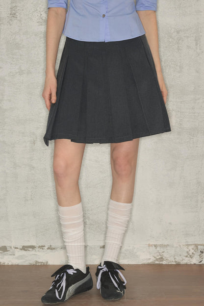 Gray Summer Pleated Skirt