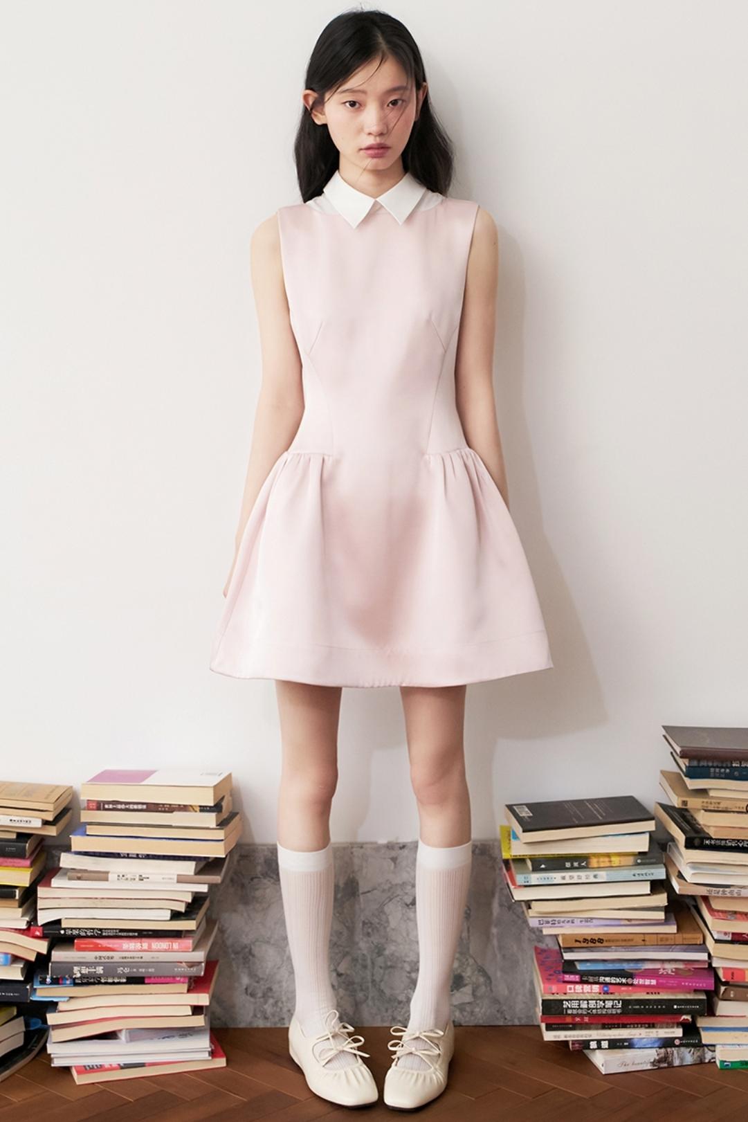 Pink Satin Two-Piece Dress