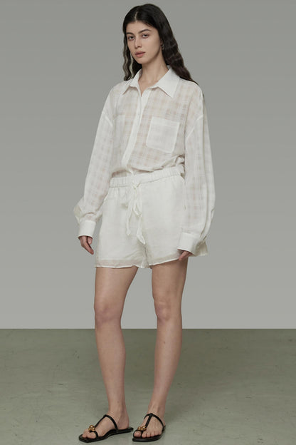Tie-Waist Linen Shorts
