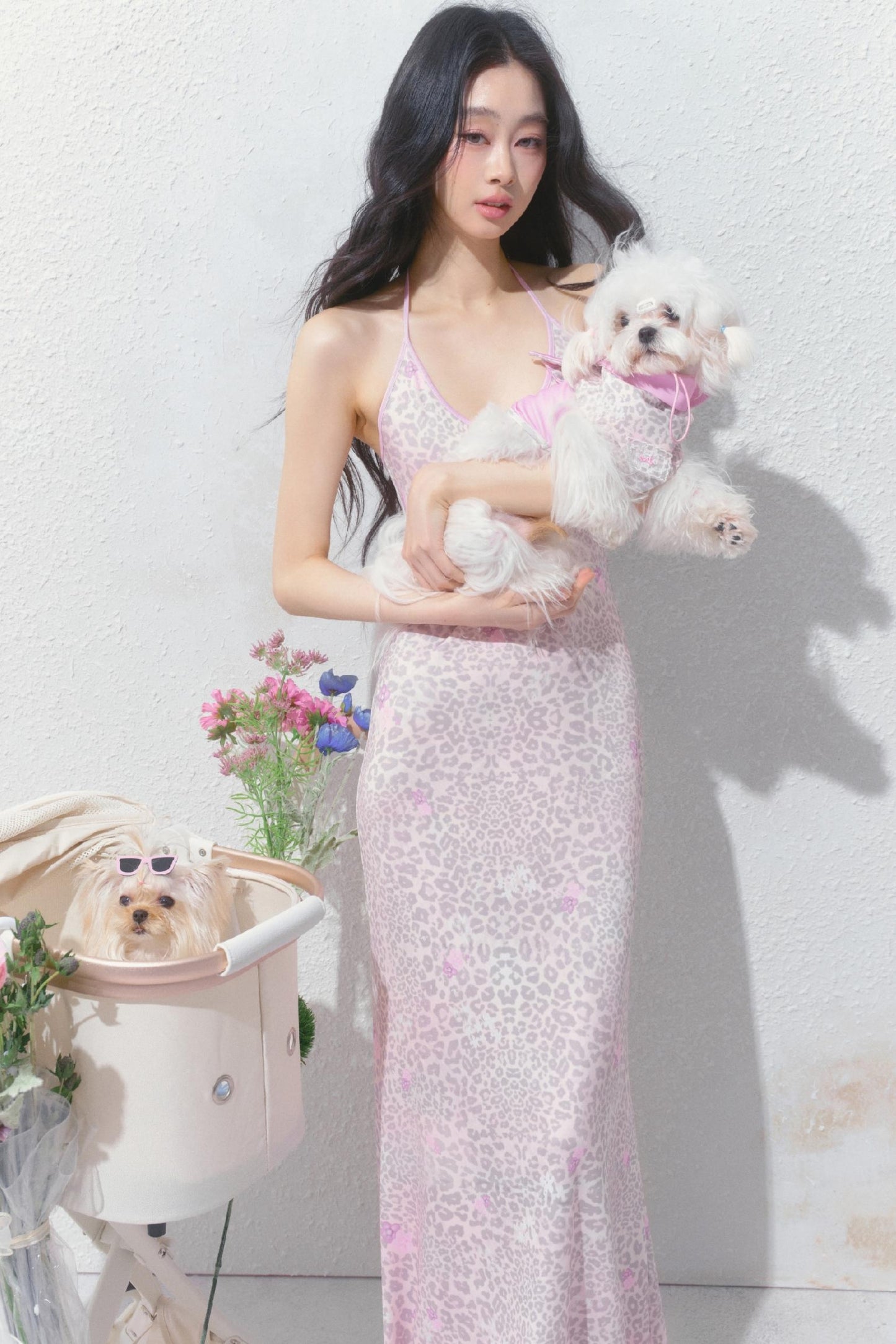 Pink Halter Backless Dress