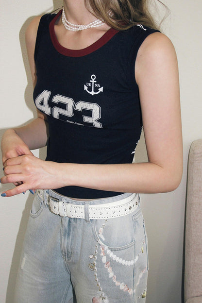 Navy Striped Tank