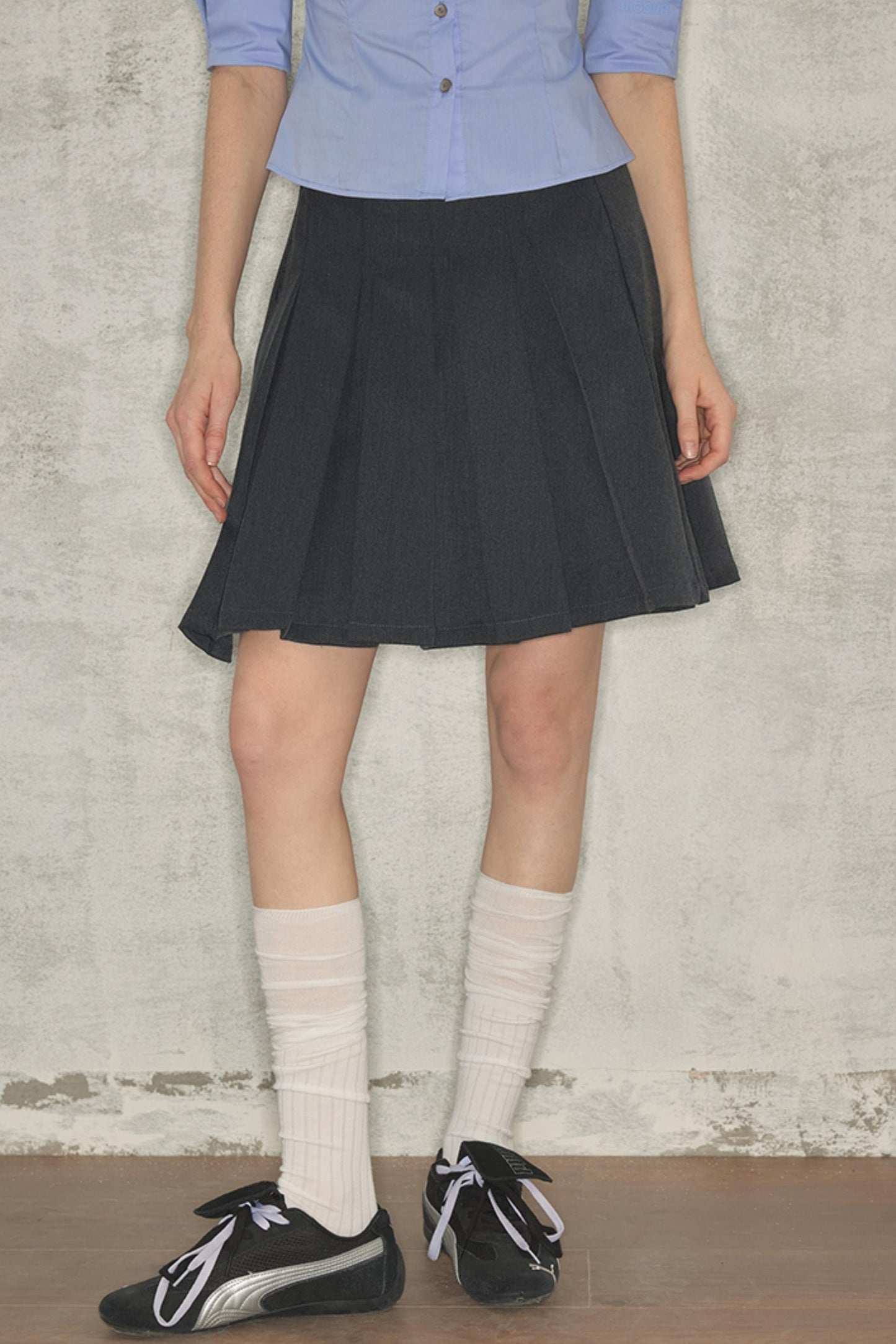 Gray Summer Pleated Skirt