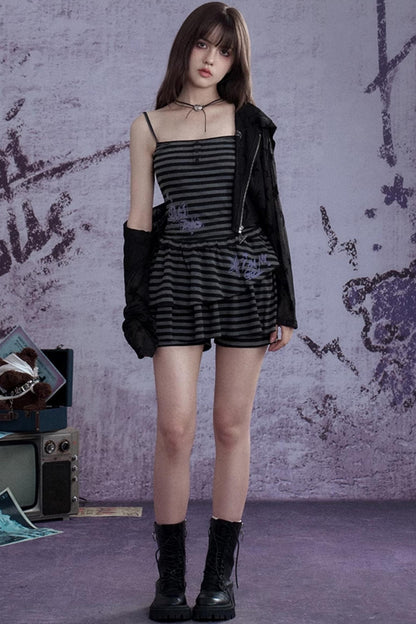 Summer Striped Dress & Shorts Set