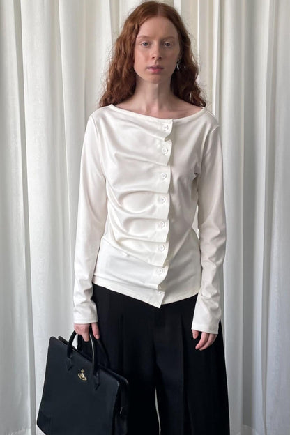 Pleated Long-Sleeved Shirt