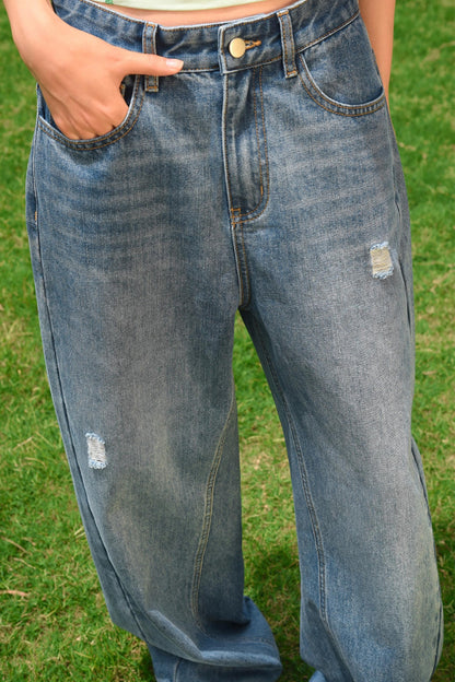 Denim Blossom Pants