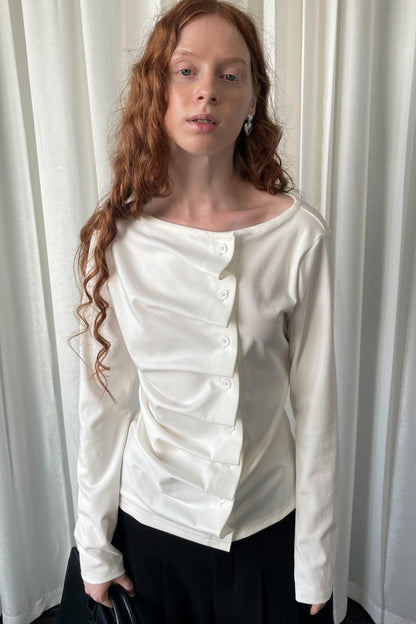 Pleated Long-Sleeved Shirt
