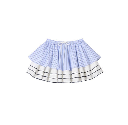Blue Stripe Halter Skirt Set-Up