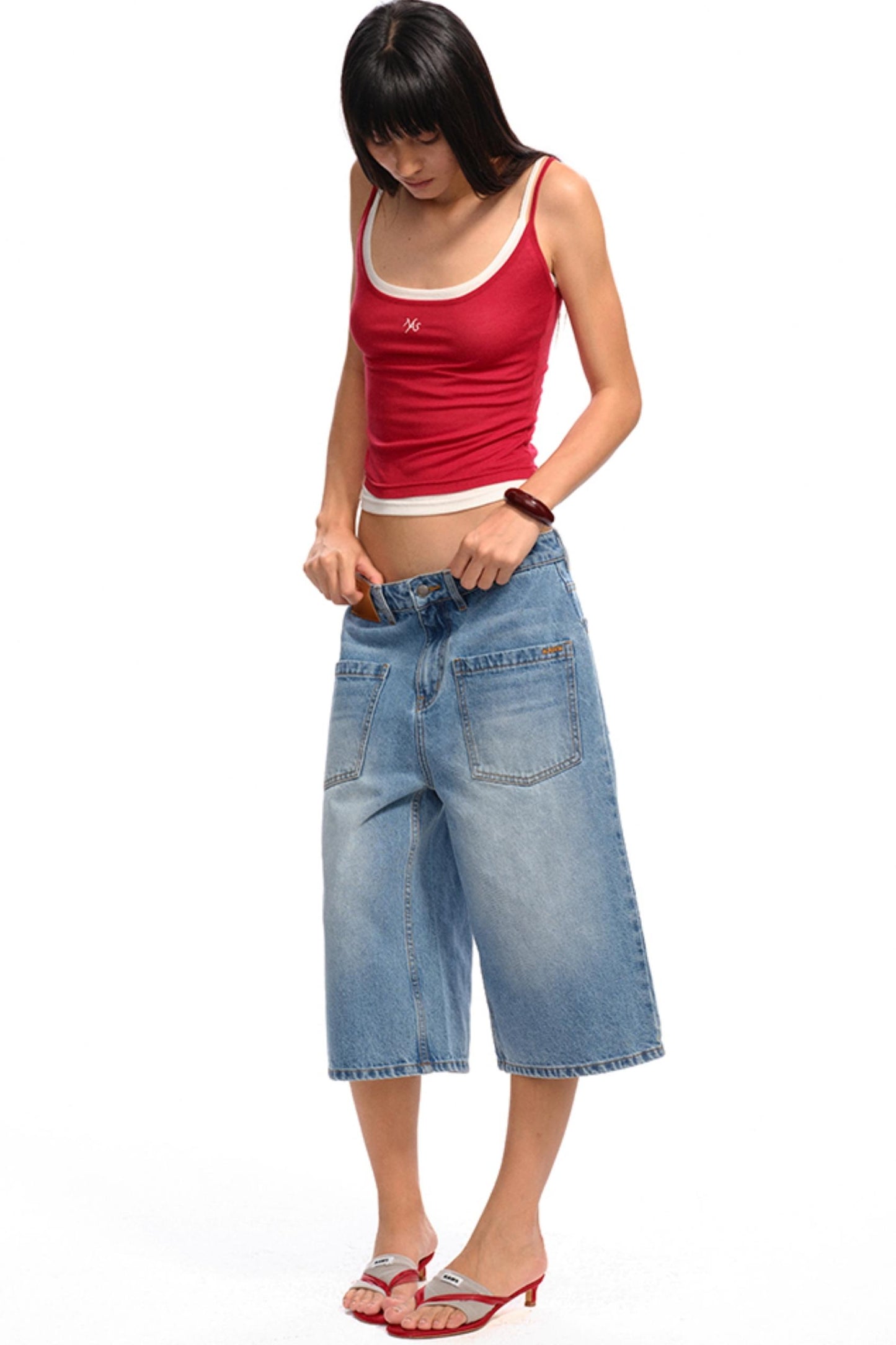 Blue Cow Midi Shorts