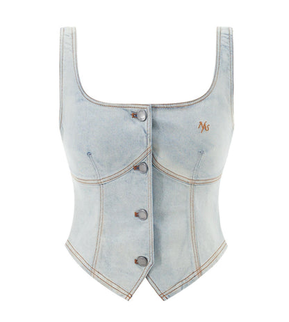 Vintage Micro-Stretch Denim Vest
