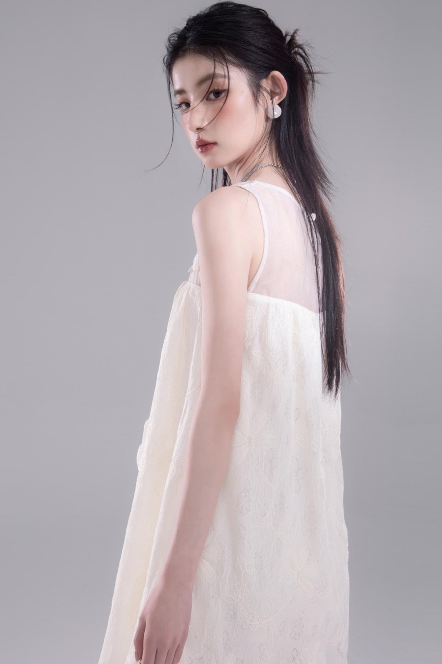 Asymmetric Tulle Vest Dress