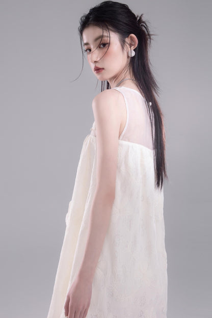 Asymmetric Tulle Vest Dress