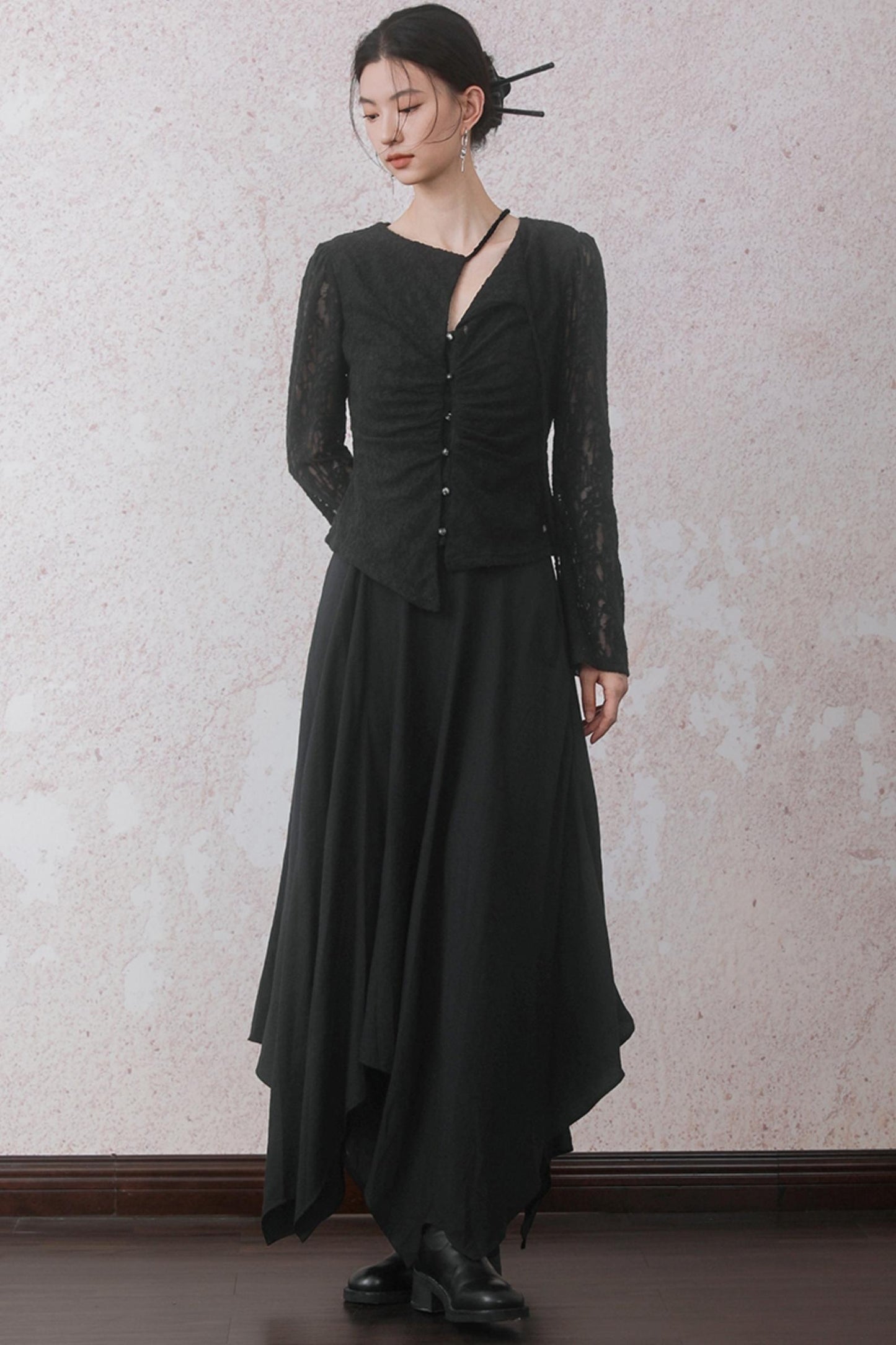 Autumn Double Hem Brown A-Line Skirt