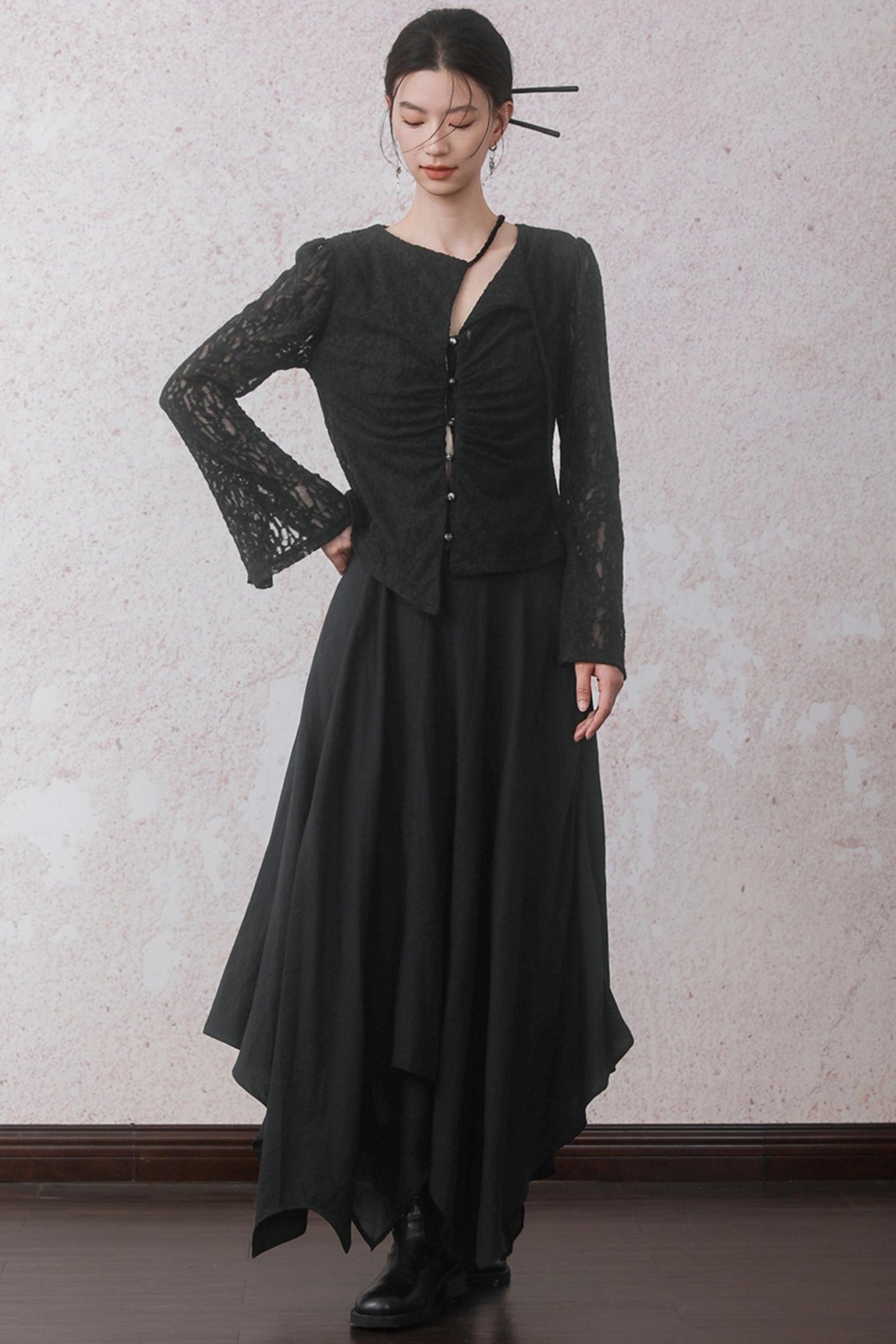 Autumn Double Hem Brown A-Line Skirt