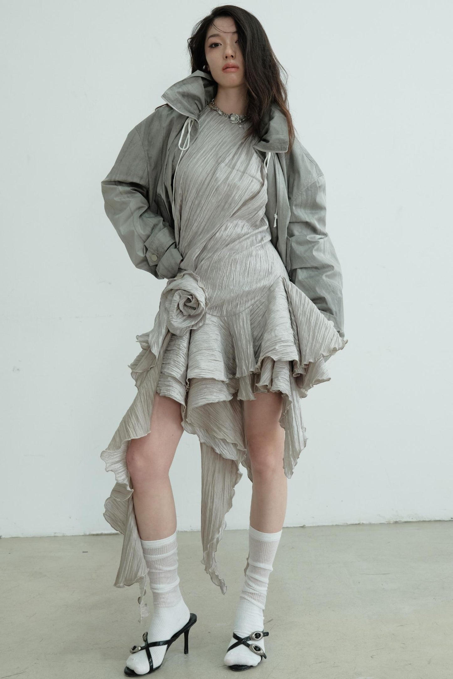 Pleated Floral Dress