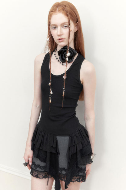 Dark Lace Midi Skirt