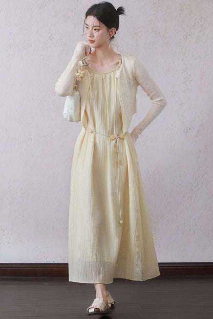 Yellow Halter Dress Set-Up