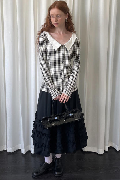 Pointed Neck Long Sleeve Shirt