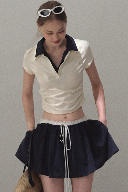 Vintage Lace Poncho Polo Skirt Set-Up