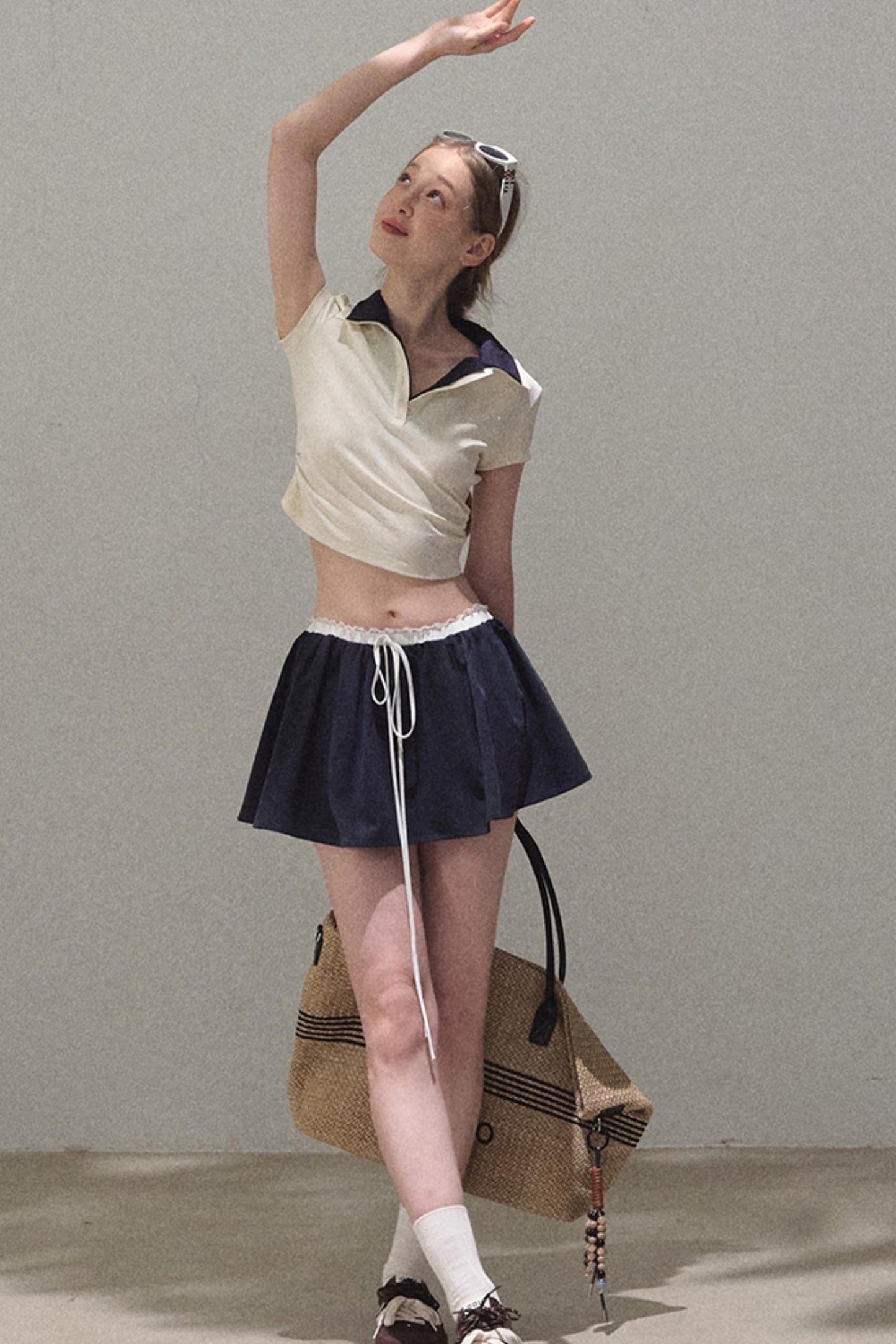 Vintage Lace Poncho Polo Skirt Set-Up