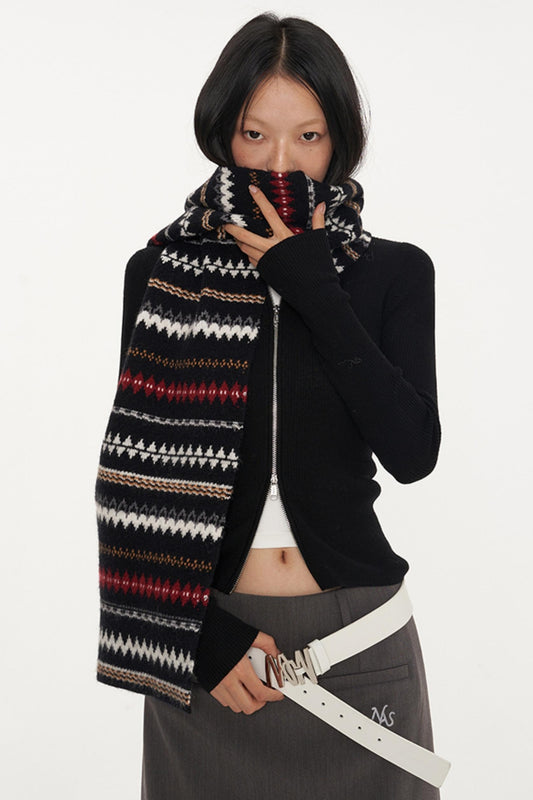 Fair Isle Color-Block Scarf