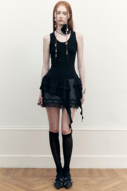 Dark Lace Midi Skirt