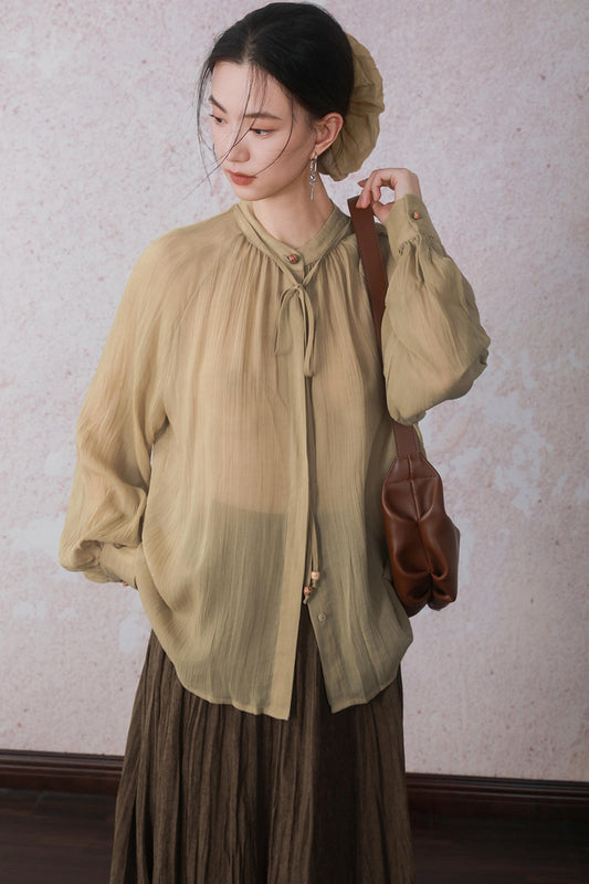 Autumn Lyocell Tencel Stand Up Shirt