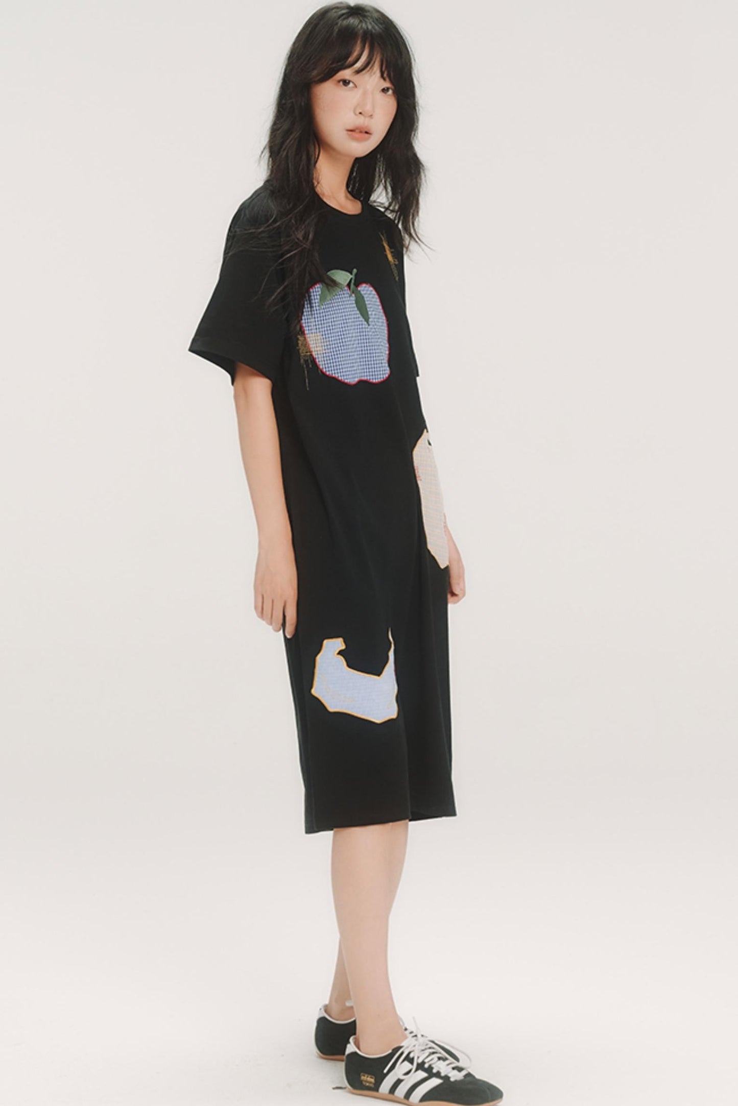 Fruit Check Applique T-Shirt Dress