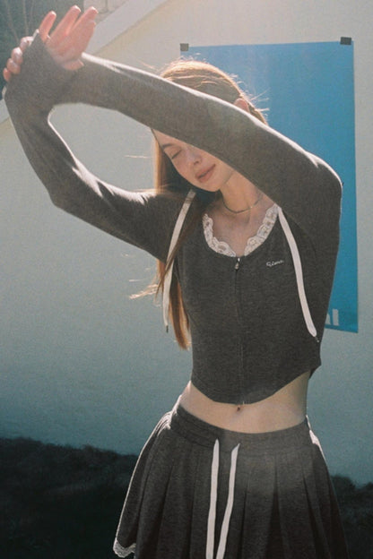 Lace Hooded Cardigan Set-Up