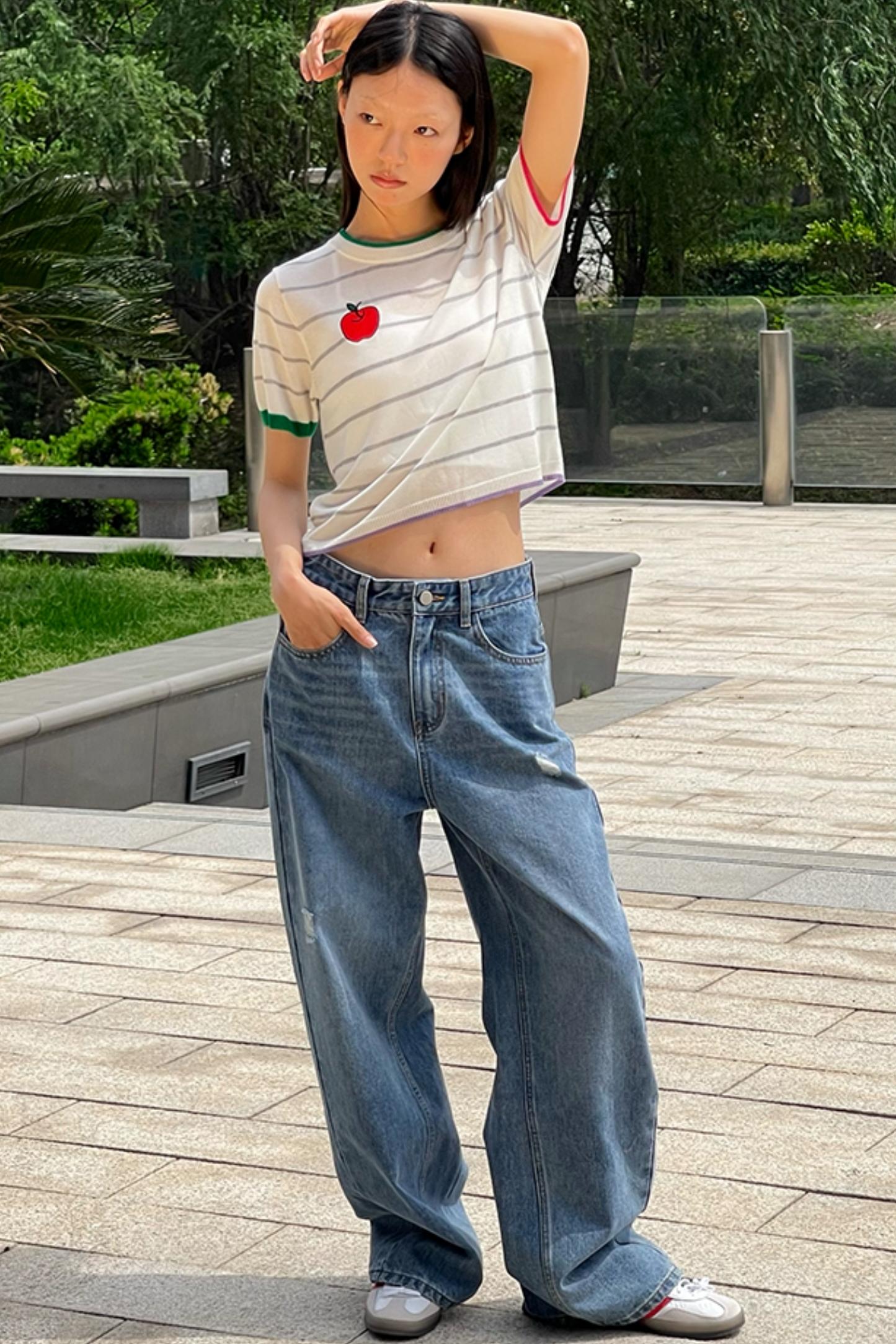 Red Apple Striped Tee