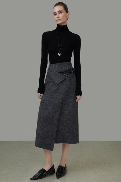 Irregular A-Line Midi Skirt