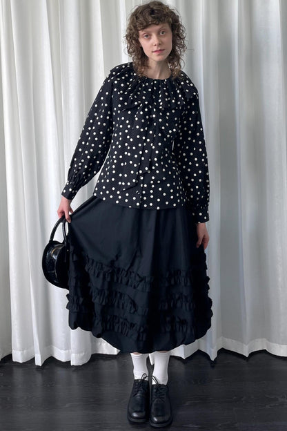 Autumn Lace Shirring Midi Skirt