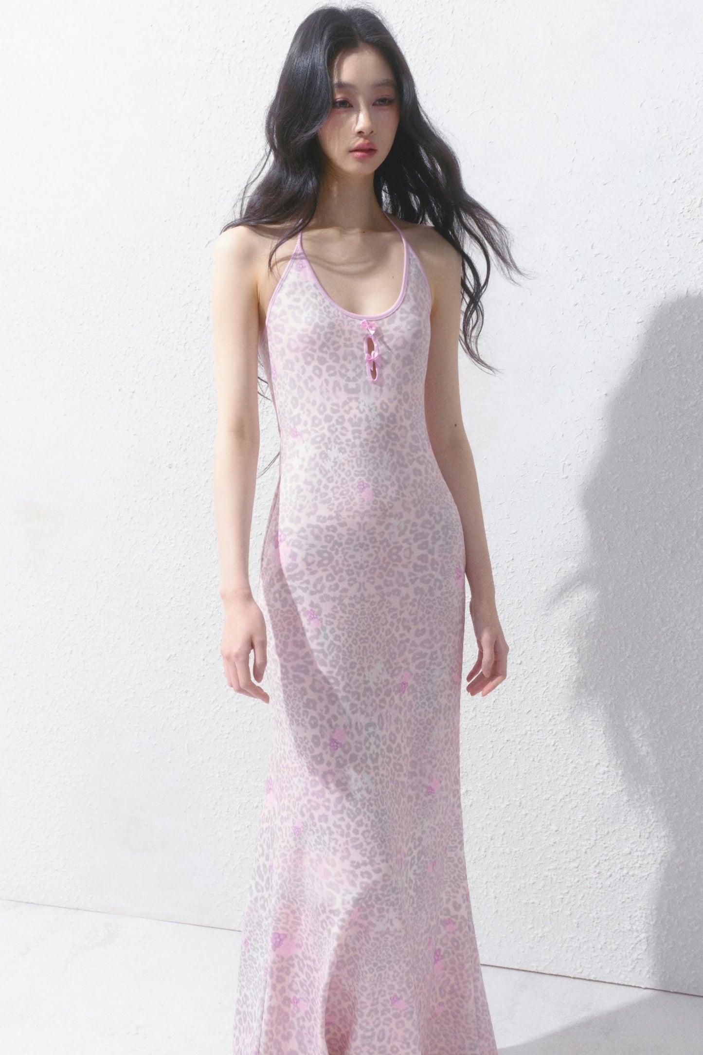 Pink Halter Backless Dress