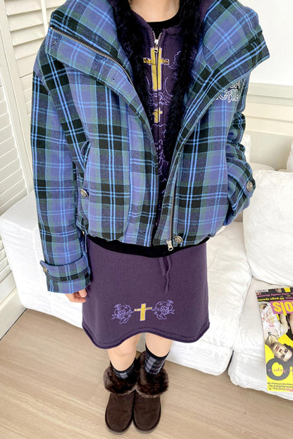 Blueberry Plaid Cotton Jacket