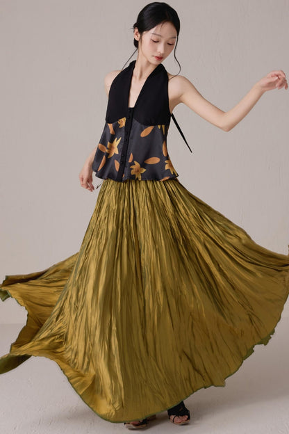 Moonlight Colorblock Backless Neck Vest