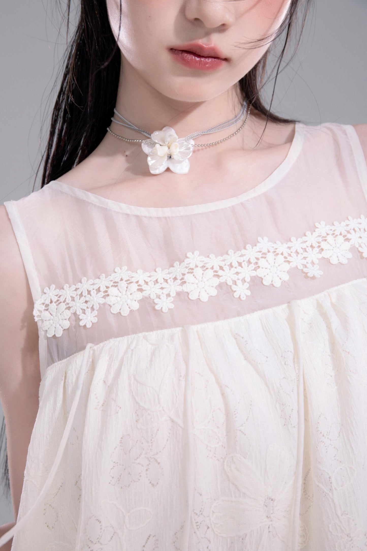 Asymmetric Tulle Vest Dress