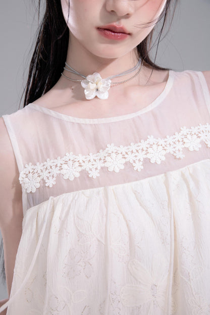 Asymmetric Tulle Vest Dress