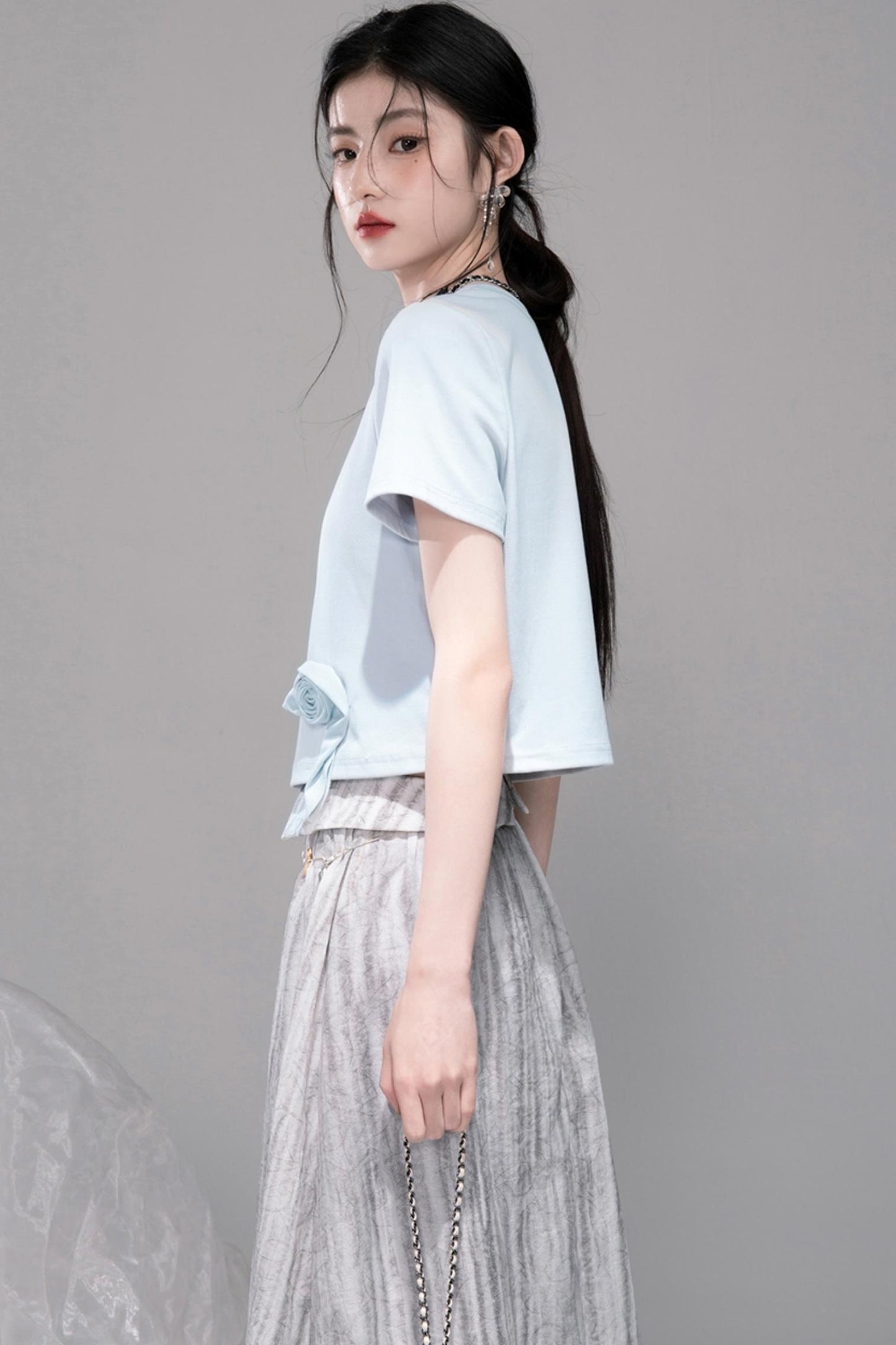 Smudge Art Sheer Print Skirt