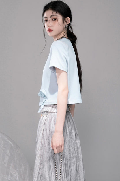 Smudge Art Sheer Print Skirt