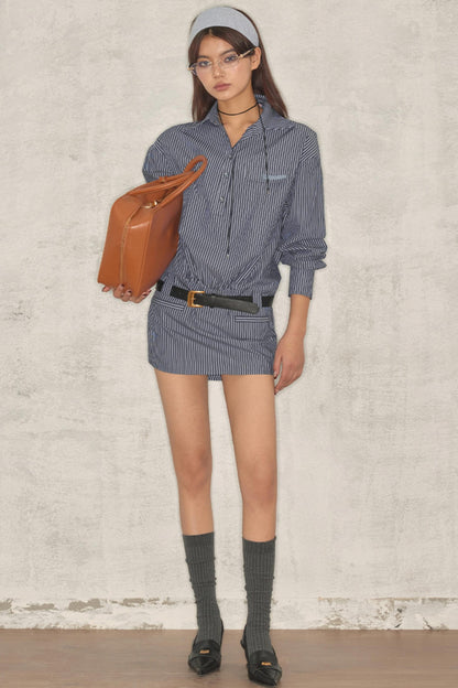 Blue Striped Shirt Dress